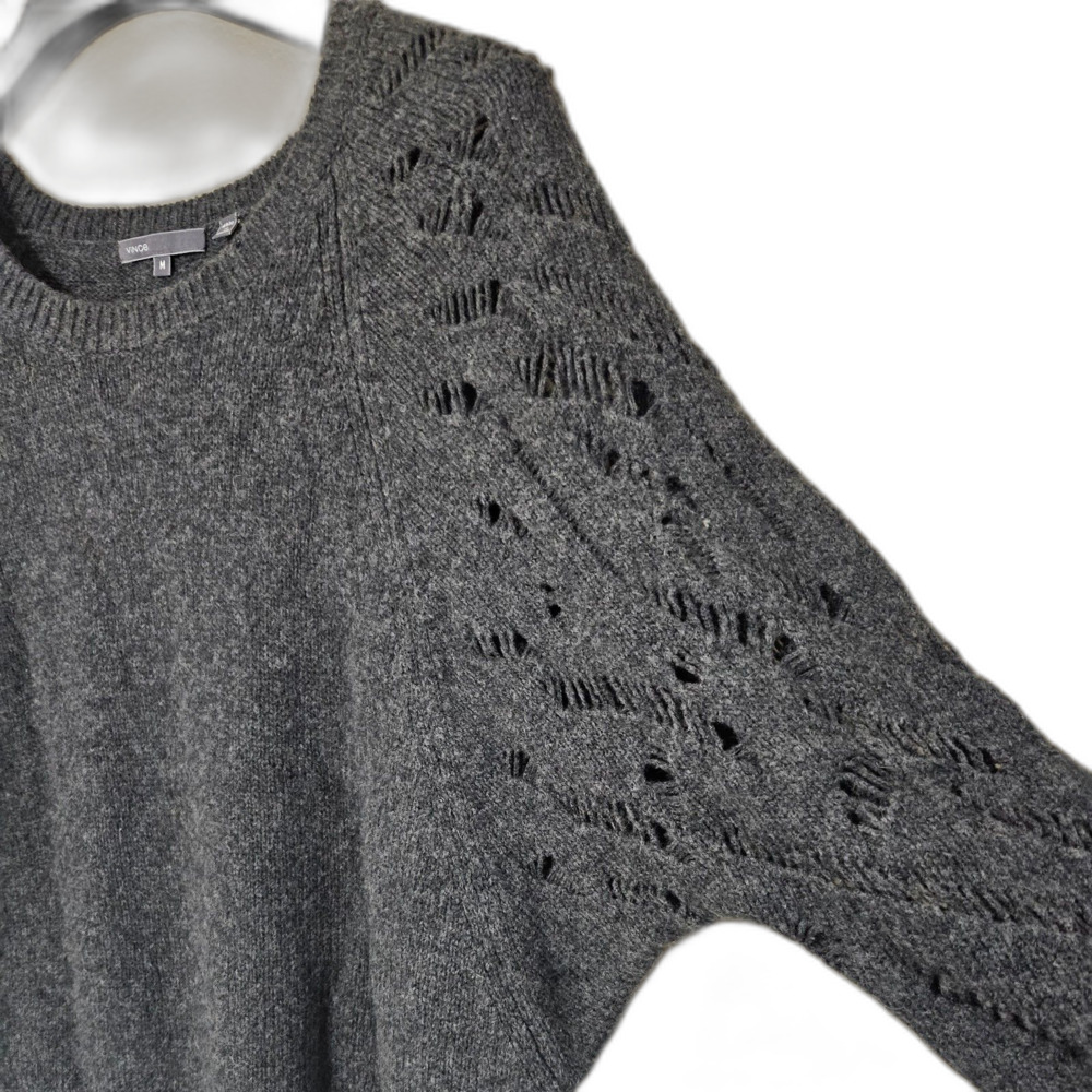 vince Camel and Merino Wool Tunic Legnth Fuzzy Knit Sweater Grey Medium